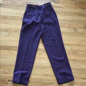 Ann Taylor High-Waist Purple Trousers with Cuffed Hem